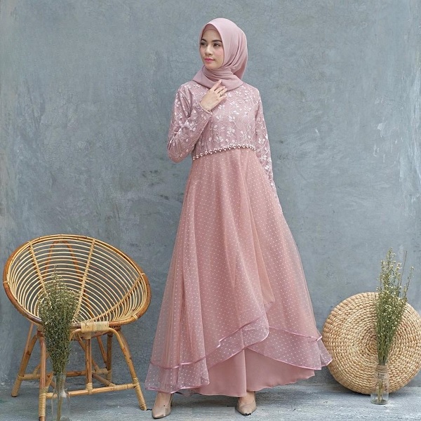 gamis brokat remaja empire