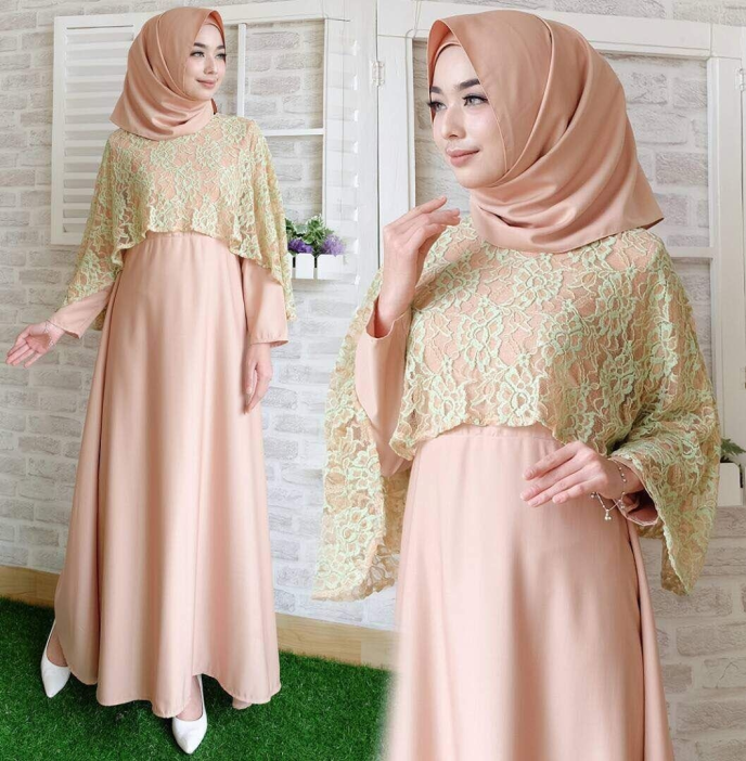 model outer gamis brokat satin